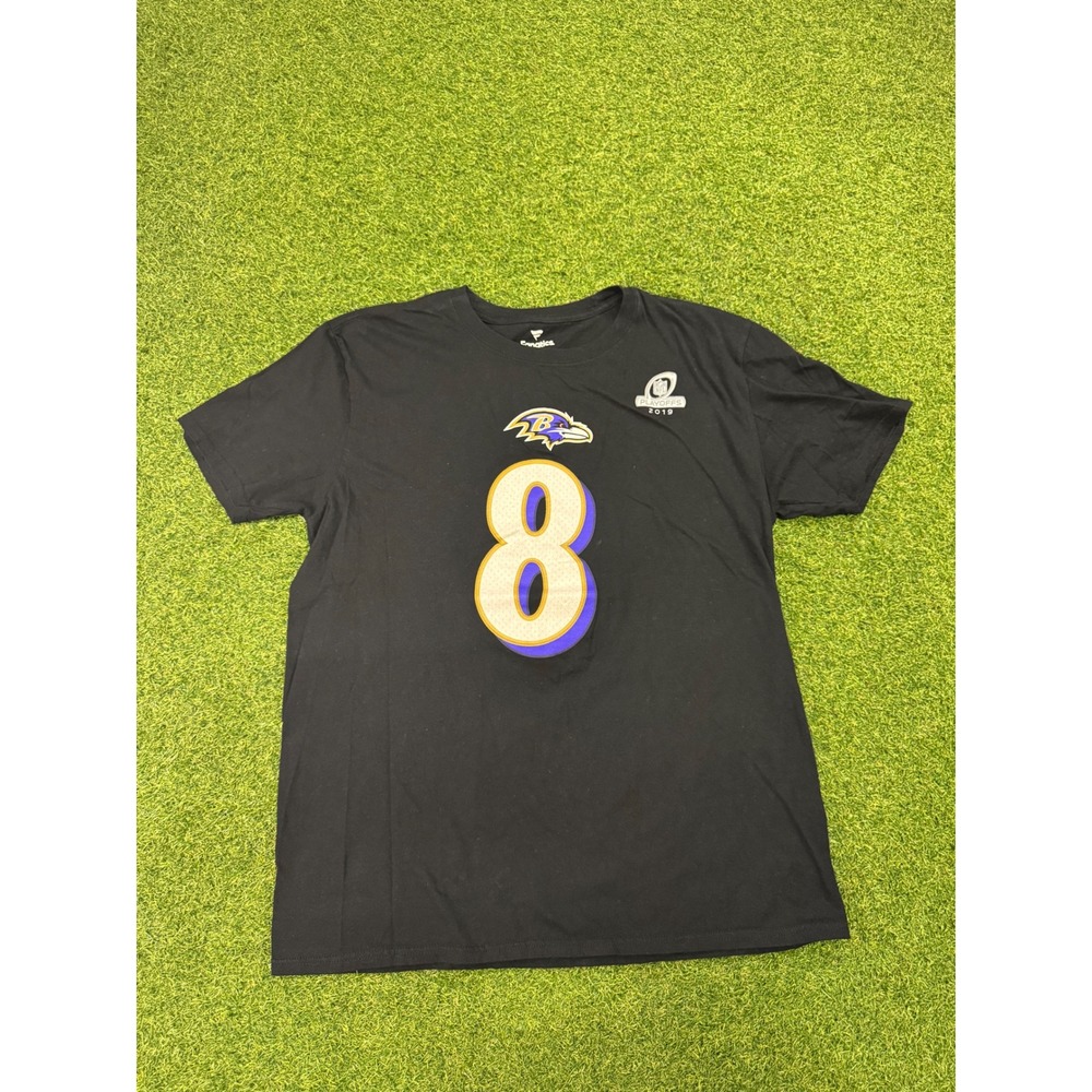 Fanatics Baltimore Ravens Lamar Jackson 8 2019 NFL Playoffs‎ Shirt Black Mens L